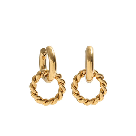 JOOLIM Jewelry PVD 18K Gold Plated Double Rope Chain Hoop Earring Stainless Steel Jewelry Fashion Jewelry