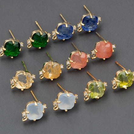 MA47 10pcs/Lot 18K Gold Plated Copper Nickel Free Zircon Charms for DIY Stud Earrings Wholesale Jewelry Accessories for Making