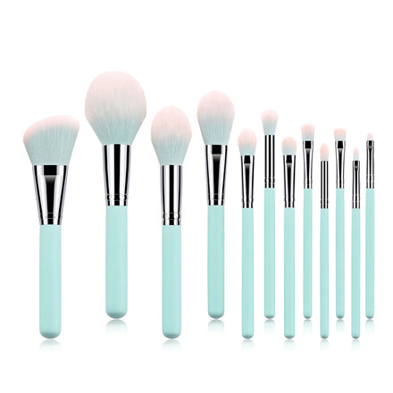 12Pcs Light Blue Professional Makeup Brush Set Beauty Tools Soft Synthetic Hair Private Label Luxury Makeup Brush Set