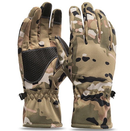 YAKEDA Waterproof Windproof Outdoor Full Finger Gloves Camo Combat Tactical Gloves with Fleece