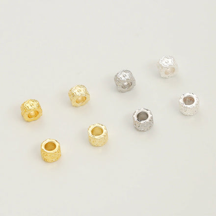 White Gold Plated Brass Septal Bead for DIY Jewelry Accessories Golden Bucket Bead Plum Blossom Pattern Loose Bead