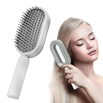 Women's Custom Logo Self-Cleaning Hair Brush Extension Scalp Massage Detangling Curly Hair Nylon Material Cushion Feature