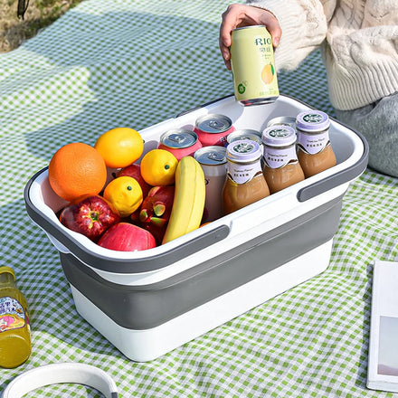 JSJM New Outdoor Camping Folding Picnic Basket Plastic Stainless Steel Table Integrated Storage Fresh Thickened Large Travel