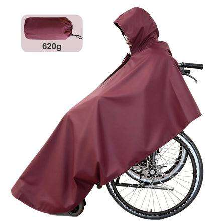 Chunya Spun Adult Zipper Hooded Waterproof Wheelchair Poncho Rain Cover with Safety Reflection Back Handle Outlet
