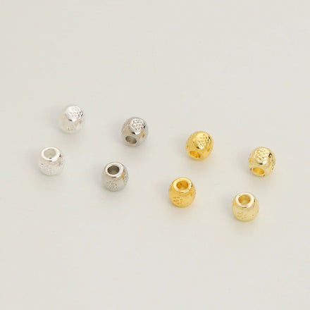 18k/14k Gold Alloy Septal Bead Large Hole Barrel Beads for Jewelry Finding Silver Pattern Loose Bead Bracelet Necklace Making