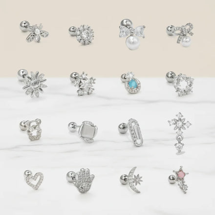 Minimalist Silver Zircon Piercing Earrings Durable Titanium Design for Women Teens Sensitive Ears