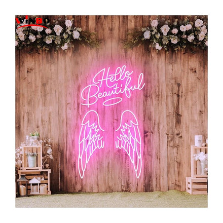 Winbo Wholesale Custom Neon Sign Party Event Wedding Party Mall Shops Theme Park Hotel Decor Free Design Neon Angel Wings Red