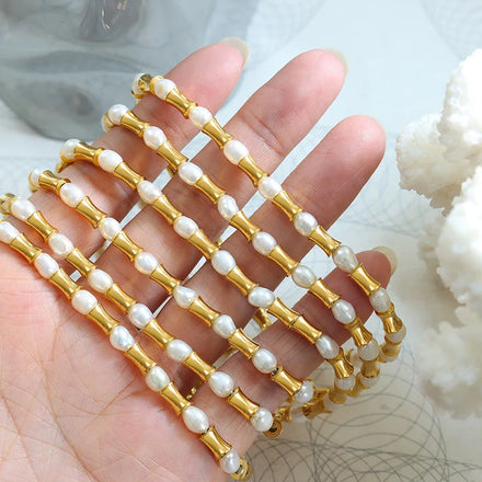 Customized Wholesale Vintage Freshwater Pearl Splicing Necklace Bracelet Jewelry Set