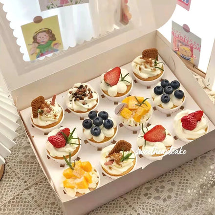 Cupcake Packaging Box Transparent Window Dessert Muffin Cup Packing Box 4/6/8/9/12 Hole Cupcake Box