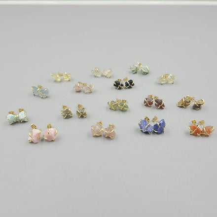 Raw Gemstone Stud EarringsRough Natural Birthstone Healing Crystal 925 Sterling Silver Post Earrings