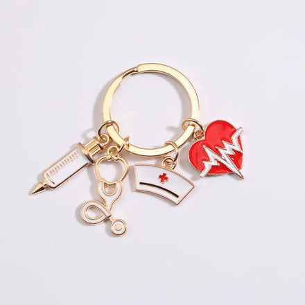 Cute Enamel Syringe Jewelry Gift Heart Doctor Nurses Medical Keychain