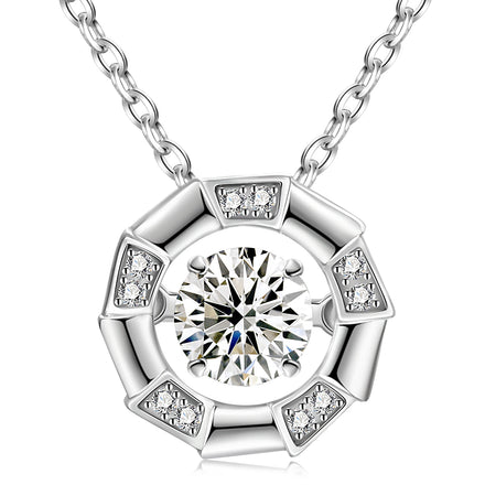 Dropshipping Dainty Moissanite Dancing Diamond Pendant 925 Sterling Sterling Silver Infinity Love Heart Necklace for Women Girls