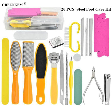 20 PCS in 1 Manual Operation Stainless Steel Foot Care Kit Foot Callus Remover Professional Pedicure Tools Set