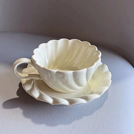 Ins Style Creative Coffee Cup and Saucer Cream Lace Afternoon Tea Cup