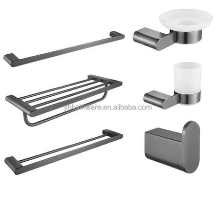New Style 9-Piece SUS304 Stainless Steel Wall Mounted Black Bathroom Hardware Accessories Set