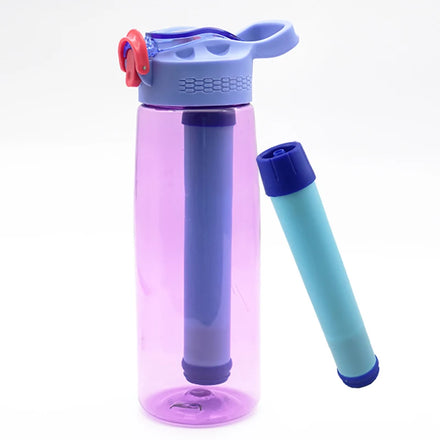 BPA Free Water Filter Bottles with 2-Stage Integrated Filter Straw for Backpacking Camping and Travel