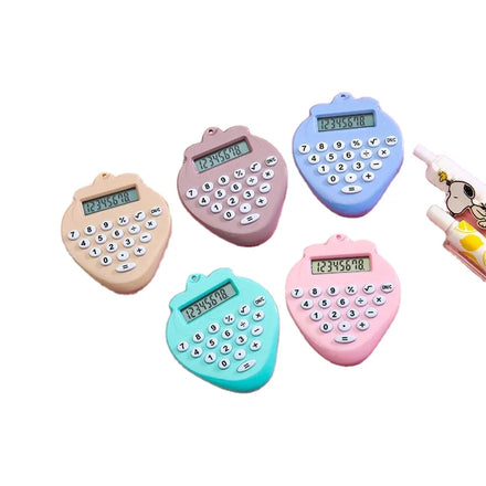 Strawberry Mini Calculator Portable Minicomputer Key Buckle Carry-On Ultrathin Candy Color Calculator Keychain