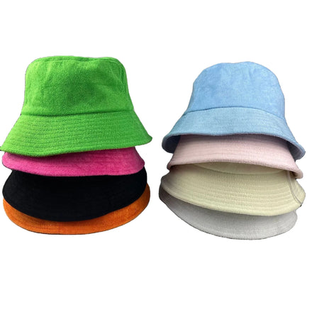 12 Colors Classic Men Women Blank Terry Cloth Towel Hats Stylish Fisherman Sun Cap Winter Fall Dress Fisherman Sherpa Bucket Hat
