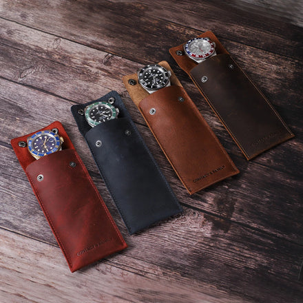 Portable Pocket Watch Bag Genuine Leather Watch Case for Iwatch Watch Storage