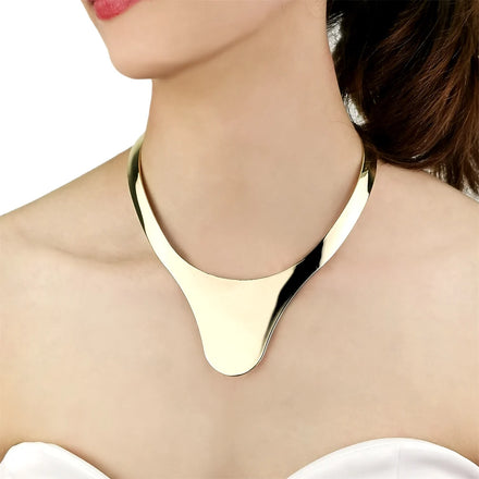 Hansidon Punk Shiny Metal Torques Choker Necklaces for Women Gold Plated Cuff Collar Chokers Fashion Jewelry Geometric