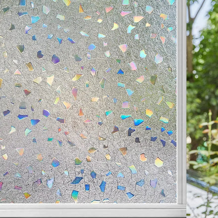 UDK Rainbow Decorative Window Film Privacy Stained Glass Vinyl Self Adhesive Film Static Cling Insulation Window Sticker