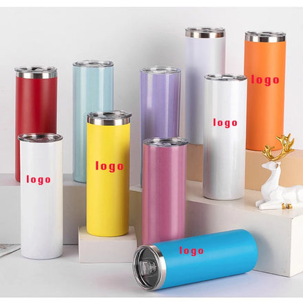 Custom Logo Printed 20oz Sublimation Tumbler Straight Blanks for Printing Sippy Cup 20oz Skinny Stainless Steel