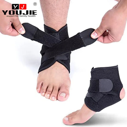 YOUJIE Customized Logo Neoprene Breathable Adjustable Open Heel Design Basketball Foot Ankle Support Brace for Men Women