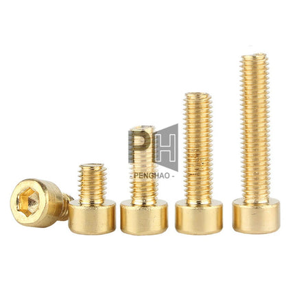 DIN 912 M2 M2.5 M3 M4 M5 M6 M8 DIN912 Hex Socket CAP Head Screws Copper Brass Hexagon Allen Bolt Screw