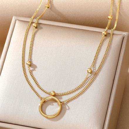 VKME New Fashion 18K Gold Plated 316L Stainless Steel Necklace for Women Jewelry