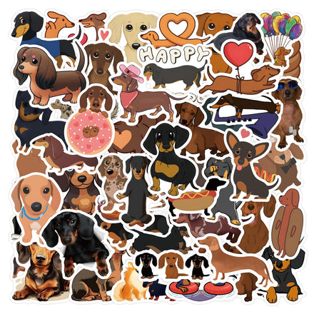 60Pcs Cartoon Dachshund Dog Graffiti Sticker for Phone Laptop Decor Home Pet Puppy Stickers