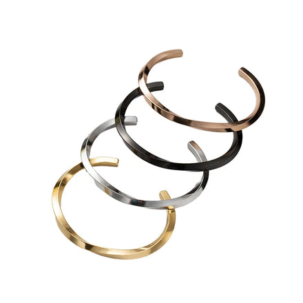 Fashion Stainless Steel Titanium Steel Personality Contorted Column Bright Surface C Type Adjustable Bracelet