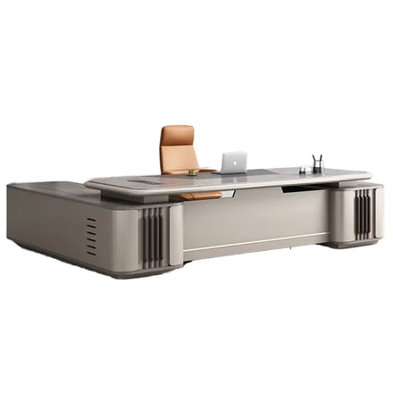 Luxury Modern L-Shaped Solid Wood Extendable Convertible High-End Executive Office Desk