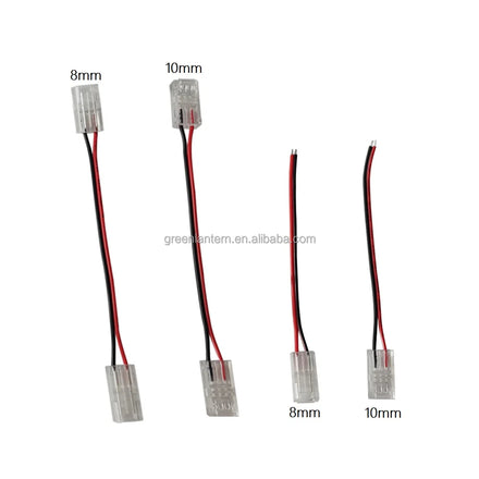 Transparent Clear Buckle 2 Pin LED Connector 8mm 10mm Width for Single Color Strip 1 / 2 Connector Solder-free Quick Connectors