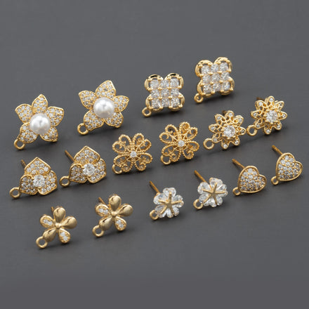 MA68 10pcs/Lot Nickel-Free 18K Gold Plated Copper Jewelry Accessories for Making DIY Earrings Pass REACH Zircon Stones Bags