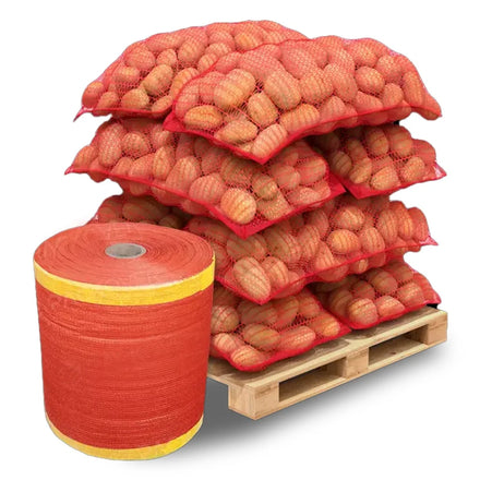 PE Raschel Mesh Net Bag Roll Customizable Sizes Drawstring Option Vegetables Fruits Automatic Packaging Machine OMAI OM-HS-R-156