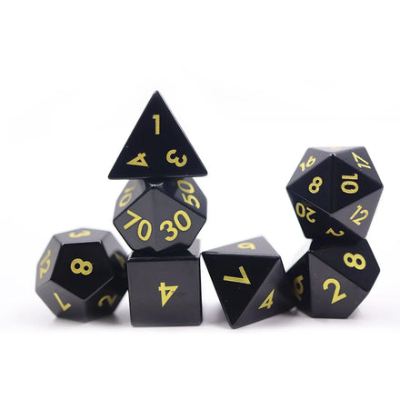 Hot Sale Black Obsidian Multi Sides Customized 7pcs Dice Set for Rpg Dnd Board Games