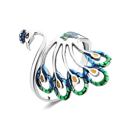 Minimalist Fashionable Luxurious High-End Versatile Peacock Ring with Copper Plated Third Party Certified for Women