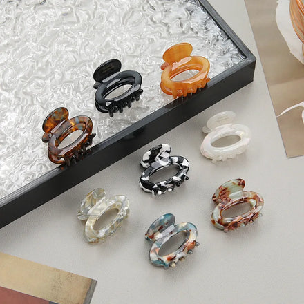 Cute Korean Geometric Square Acrylic Small Hair Claw Tortoiseshell Rectangle Cellulose Acetate Mini 3.5cm Hair Claw Clips