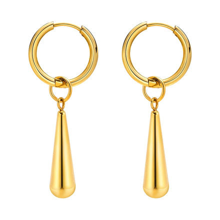 Wholesale Custom Stainless Steel Jewelry 18K Gold Plated Geometric Long Plain Stick Bar Drop Earrings Minimalist Jewelry