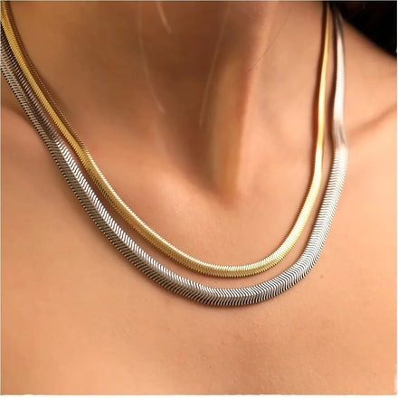 VKME Women Jewelry Fashion 18K Gold Plated Thick Snake Chain Stainless Steel Necklace Wholesale