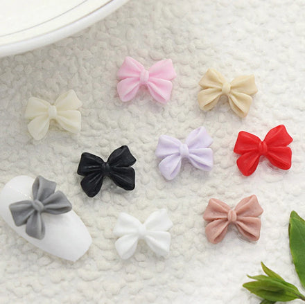 100pcs Summer Kawaii Bowknot Nail Art Charms Lovely Fairy Resin Ribbon Bow Nail Art Decoration Flatback Bowtie Manicure Parts