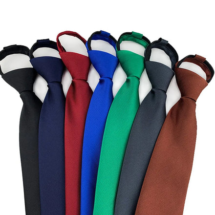 Wholesale Men's Solid Navy & Black Polyester Neckties with Zipper Elegant Ties for Formal Wear
