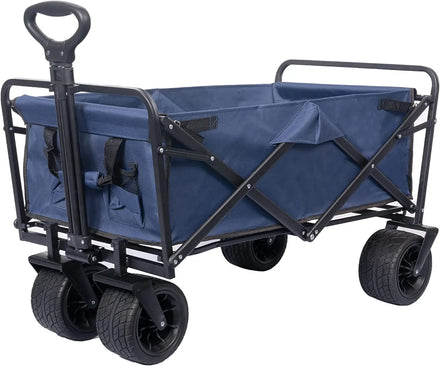 WOQI Heavy Duty Steel Frame Collapsible Folding 150 Pound Capacity Outdoor Camping Garden Utility Wagon Yard Cart