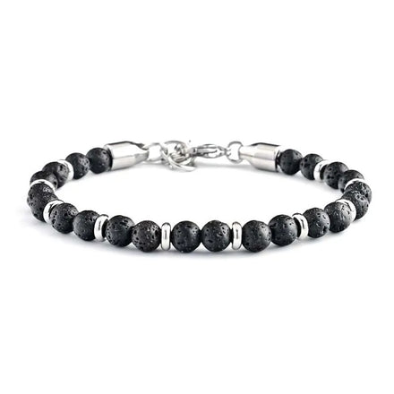 Wholesale 6MM Hematite Howlite Tiger Eye Lava Stone Bracelet Natural Stone Gemstone Bracelets Stainless Steel Bracelet