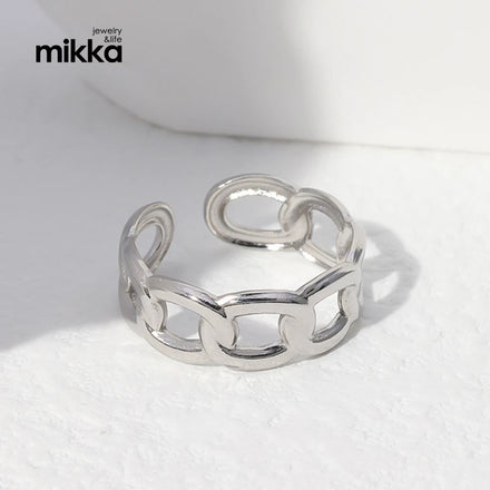 Bulk Minimalist Link Chain Rings for Women Men Simple Gold Open Size Cross Wedding Bands Punk Male Party Jewelry