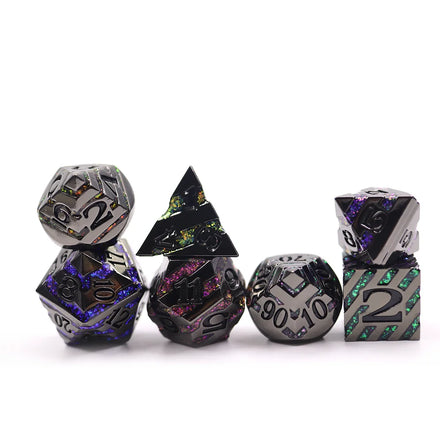 New Design 7pcs Board Game Use Multi Sides Stripe Pattern Fluorescent Color Metal