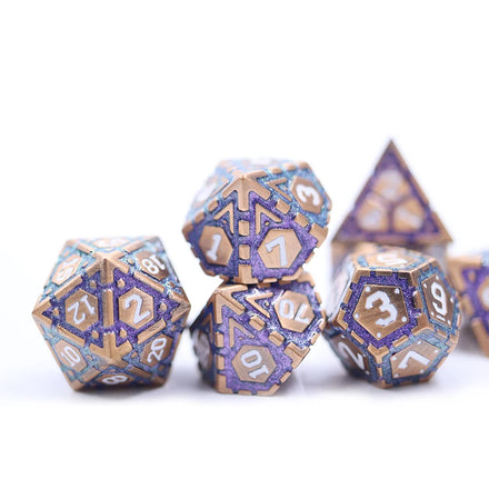 Hot Selling Customized Purple Metal Joint Style 7pcs Dnd Dice for Rpg Board Game