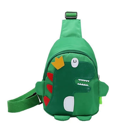 Unisex Cute Little Dinosaur Cartoon Nylon Zipper Crossbody Bag Adjustable Light Fashion One Shoulder Fanny Pack Portable