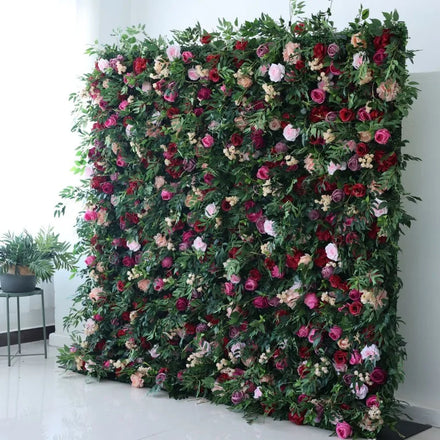 Hot Selling Wedding Wall Decoration Artificial White Fabric Rolled up Rose Flower Wall for Wedding Backdrop Wall