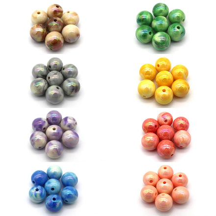 16mm 20pcs/bag Smooth Solid Color Acrylic Round Beads Round Through Hole Beads for DIY Necklace Bracelets Decor Accessories